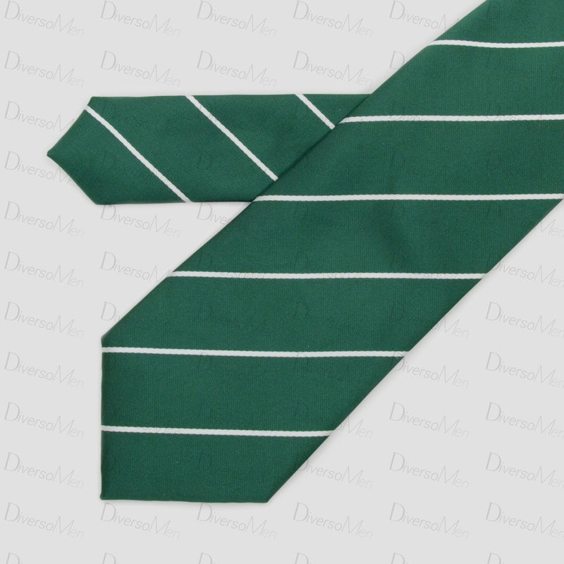 Corbata verde de rayas blancas finas - DiversoMen