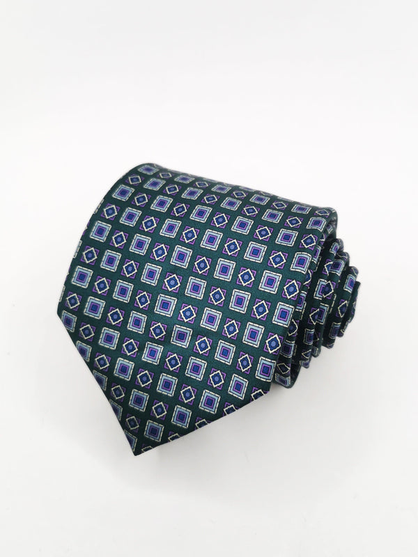 Corbata verde oscuro con mosaicos vintage - DiversoMen