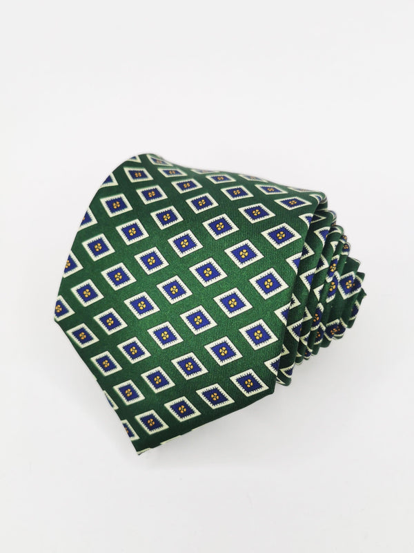 Corbata verde oscuro con rombos azules - DiversoMen