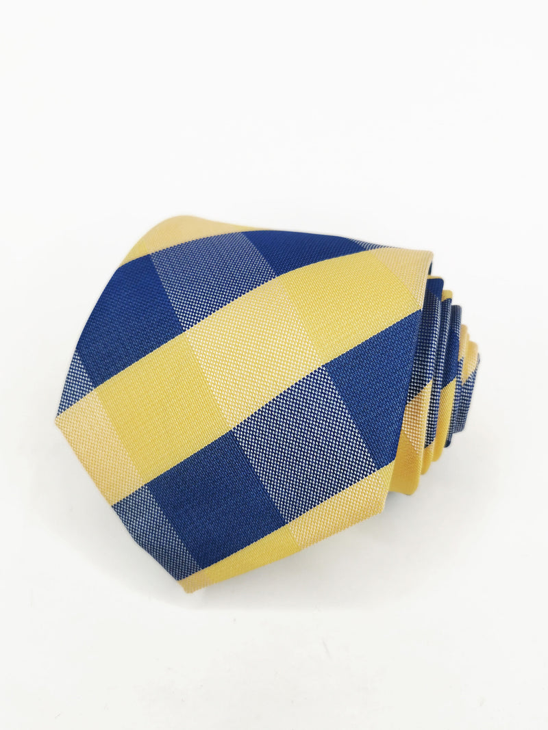 Corbata de cuadros azul marino y amarillo