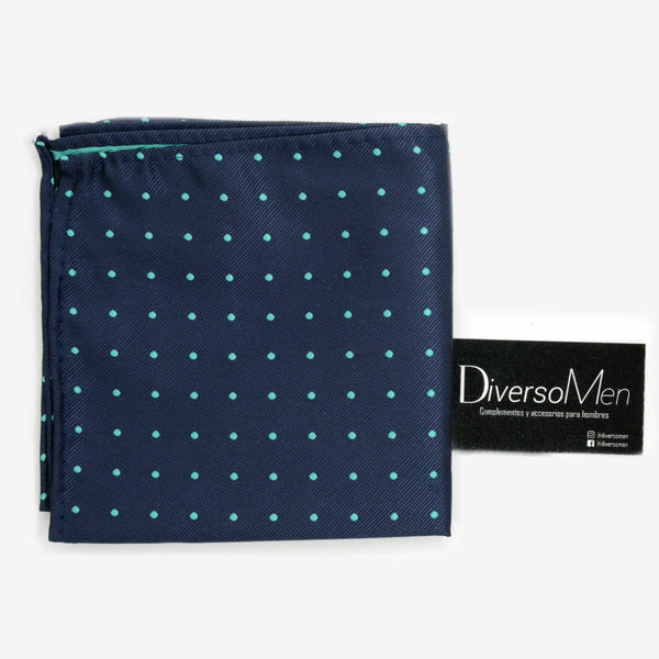Pañuelo azul marino con lunares verde agua medianos - DiversoMen
