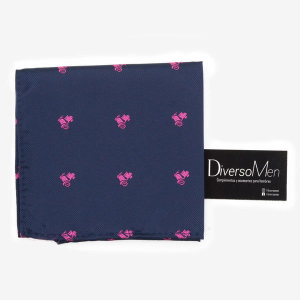 Pañuelo azul marino con motos vespas rosas fucsia - DiversoMen