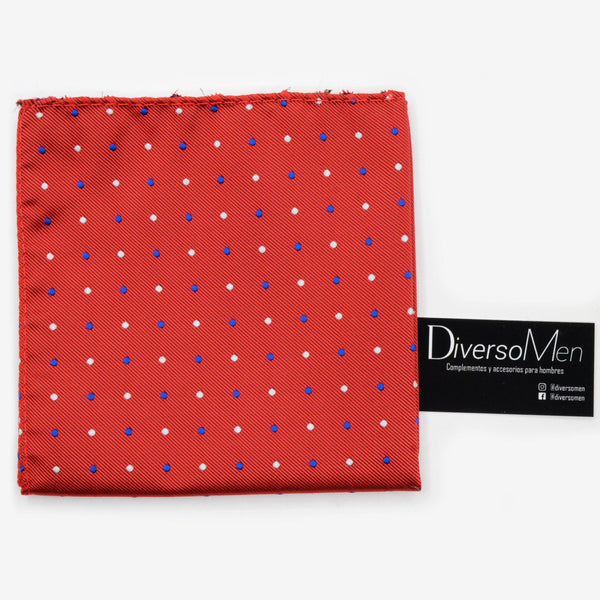 Pañuelo rojo con lunares blanco y azul medianos - DiversoMen