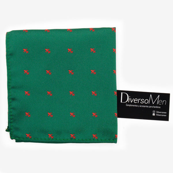 Pañuelo verde con flor de lis roja - DiversoMen