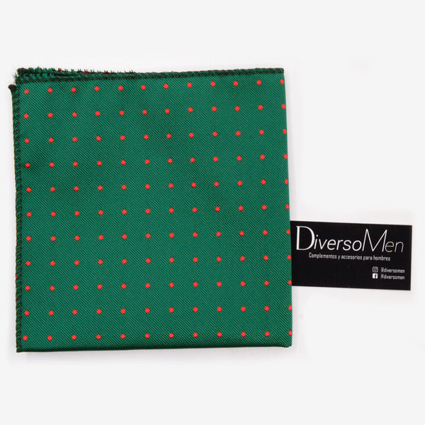 Pañuelo verde con lunares rojos medianos - DiversoMen