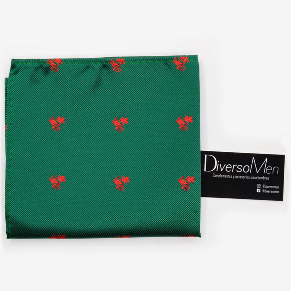 Pañuelo verde con motos vespas rojas - DiversoMen