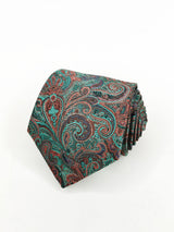 Bright cashmere tie in aqua green and reddish tones