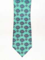 Aqua green tie with medallions