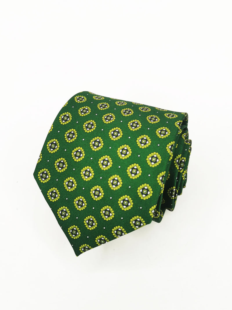 Corbata verde con rosetas amarillas