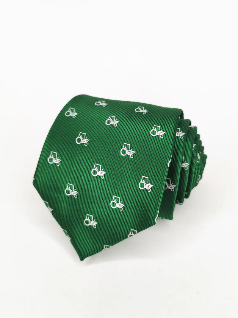 Corbata verde con tractores