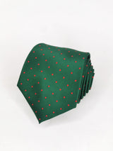 Corbata verde con lunares rojos medianos